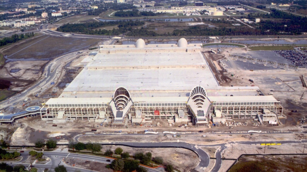 Aerial view of the Orange County Convention Center, Orlando, FL